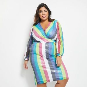 SEQUIN STRIPED SKIRT